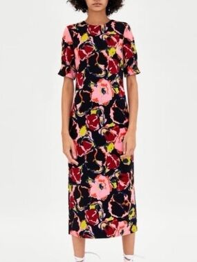 ruffled satin dress zara Zara